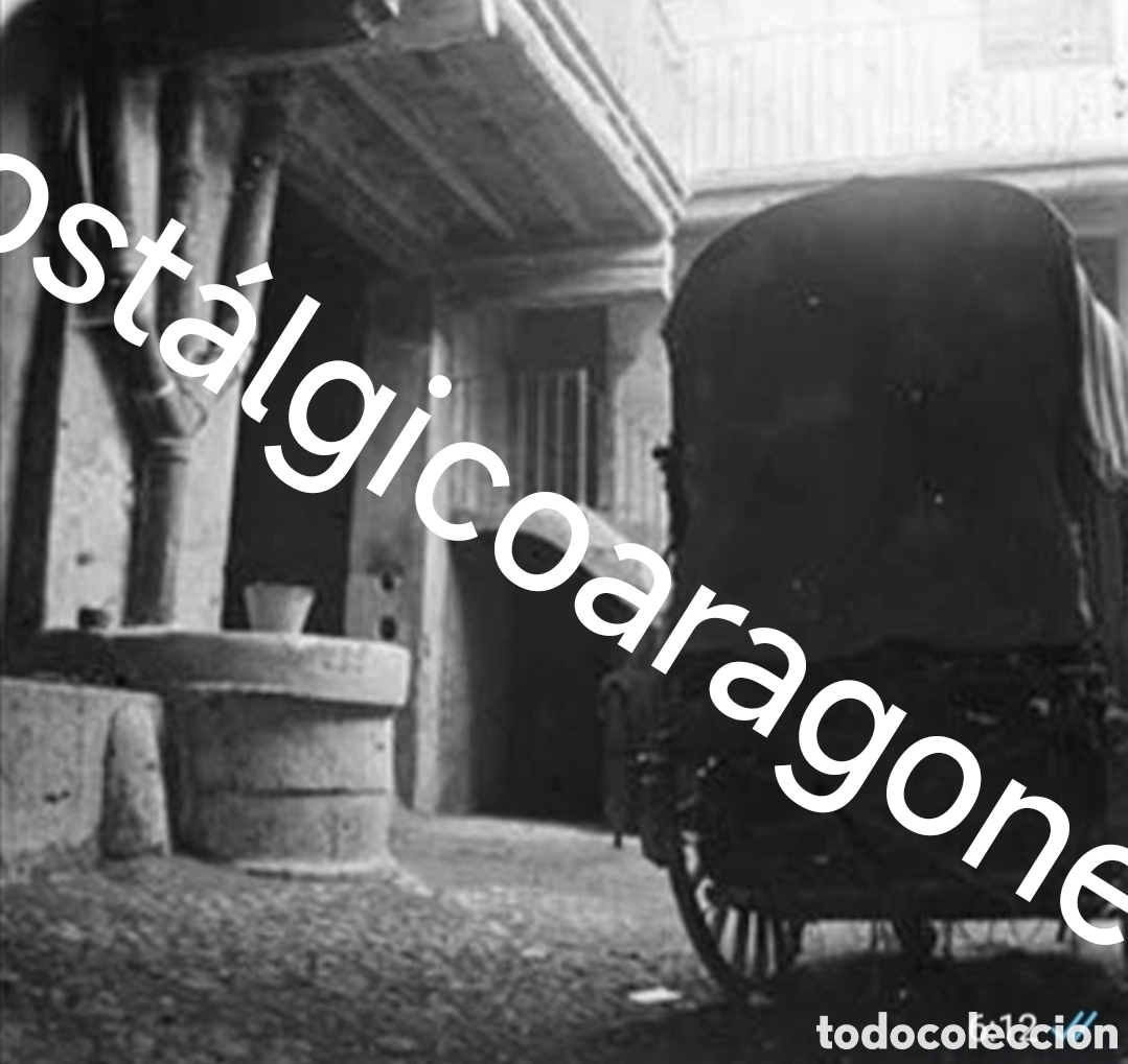 Photographie ancienne: cristal estereoscopico an&oacute;nimo circa 1900 Posada La Dolores Calatayud
