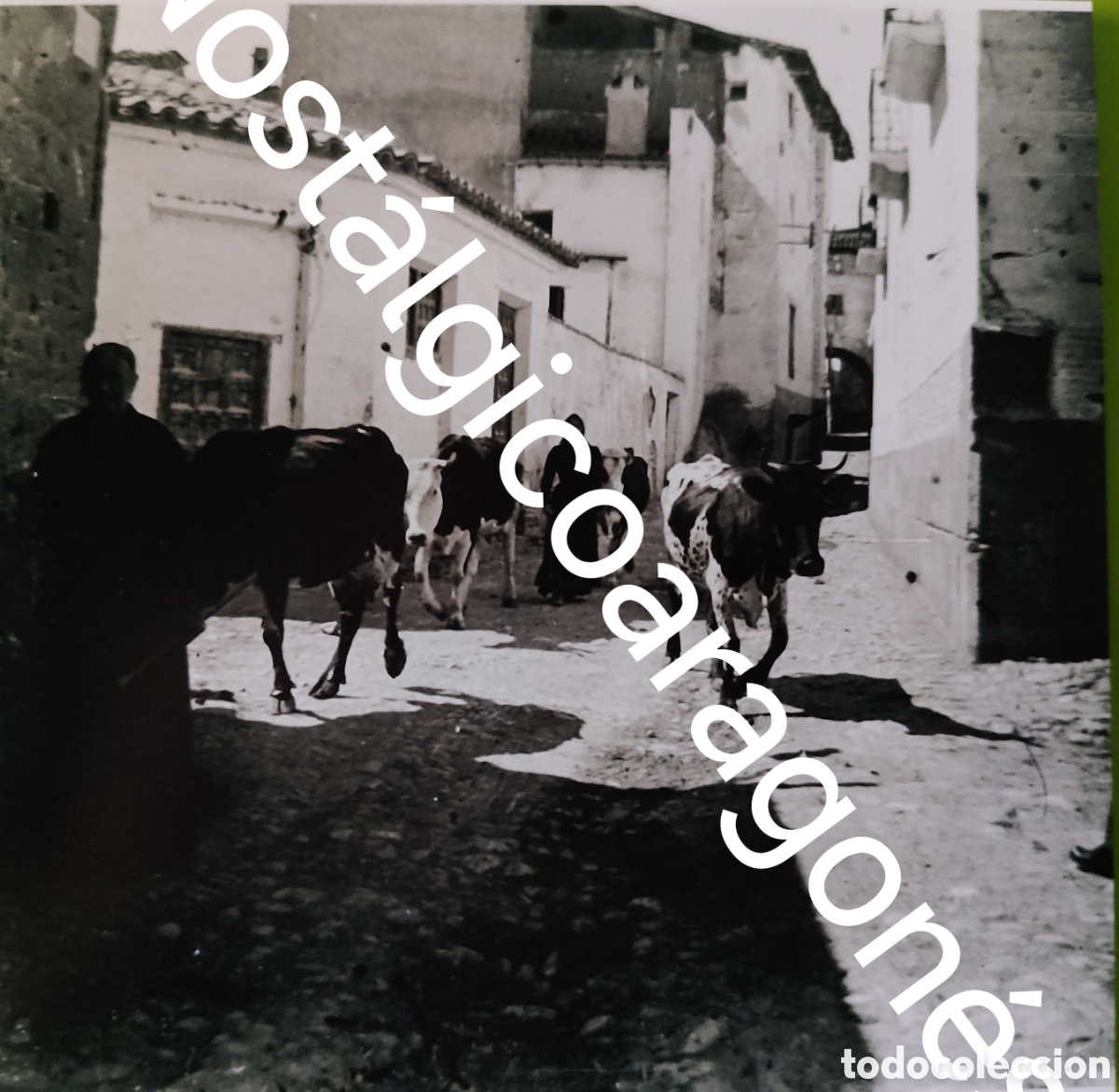 Fotograf&iacute;a antigua: Cristal estereoscopico an&oacute;nimo circa 1900 calle arco San Miguel desde P. Erlueta Calatayud