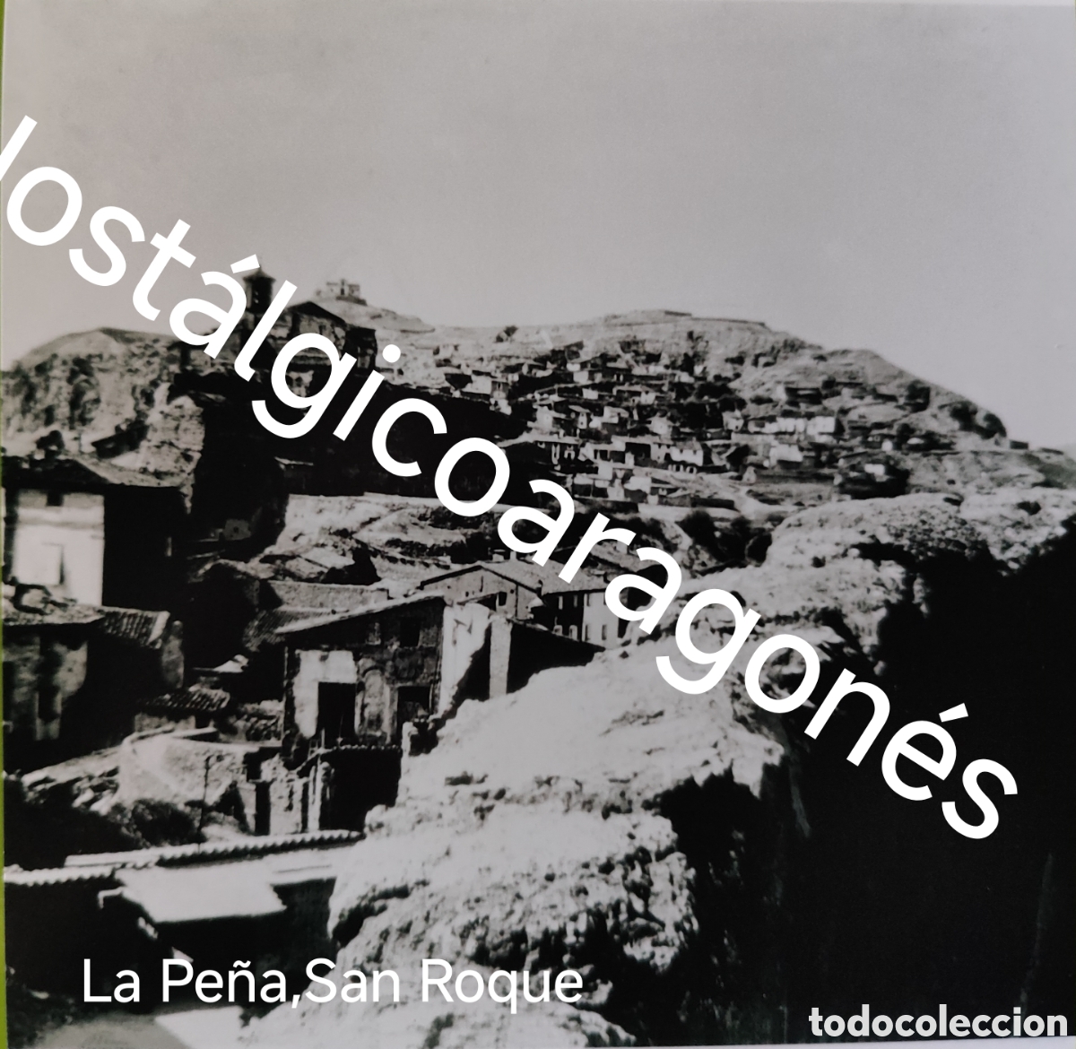 Fotograf&iacute;a antigua: cristal estereoscopico an&oacute;nimo circa 1900 desde cuesta Santa Ana, La Pe&ntilde;a San Roque Calatayud