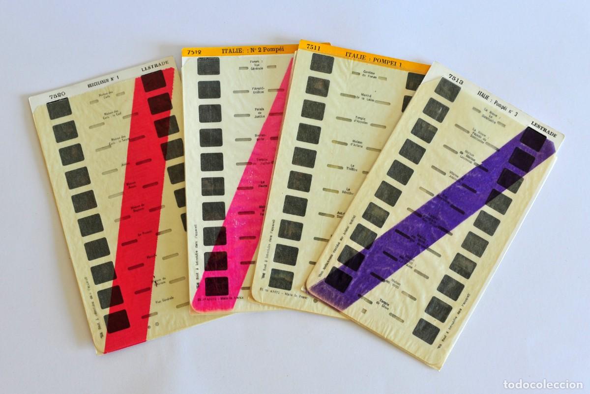Fotograf&iacute;a antigua: 4 tarjetas diapositivas estereosc&oacute;picas LESTRADE, Made in France. Italia. Pompei, Herculanum