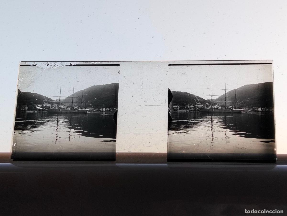 Fotograf&iacute;a antigua: PASAJES GUIPUZCOA VISTA ESTEREOSCOPICA EN CRISTAL 4 X 10,5 CM