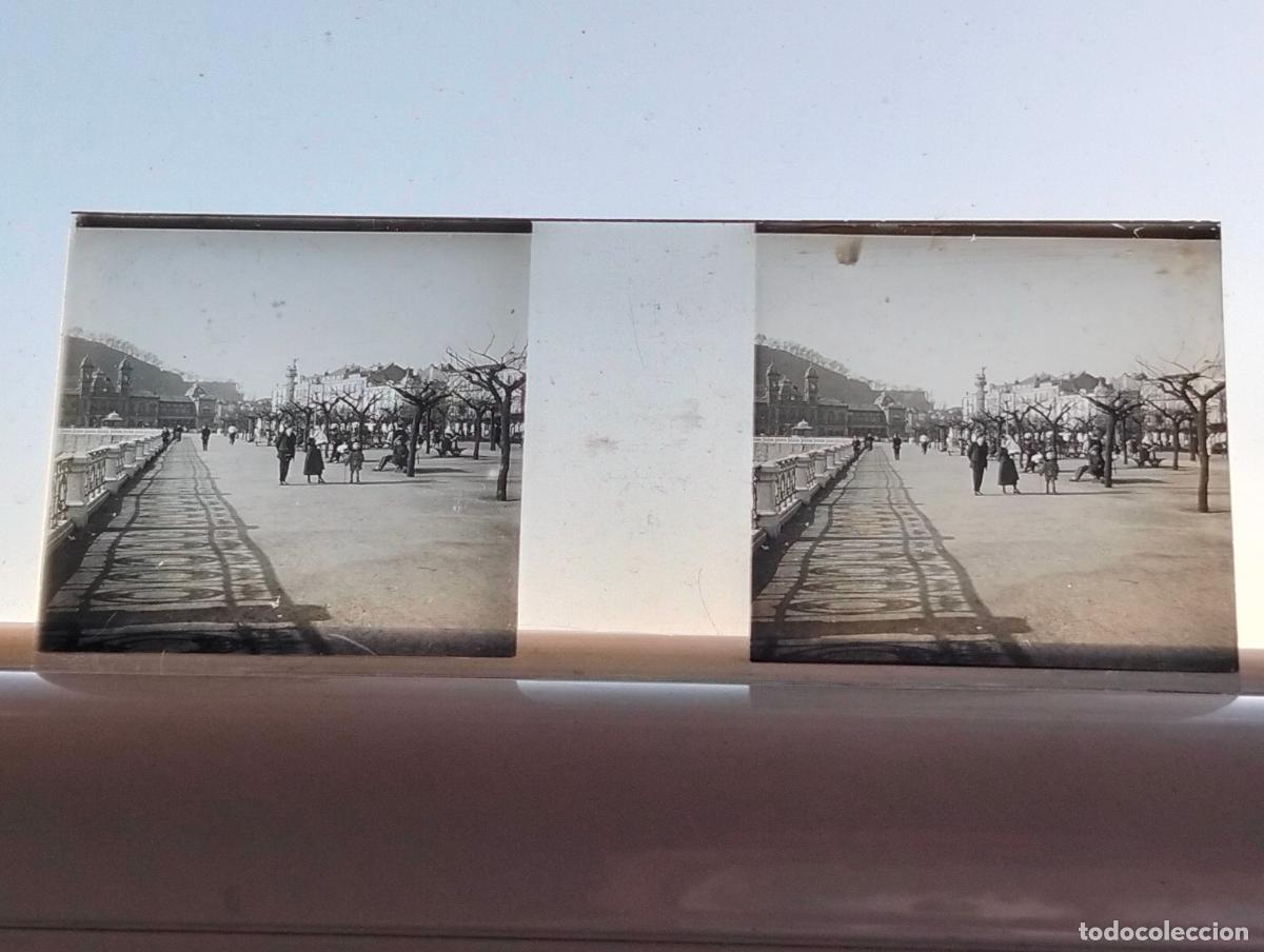 Fotografia antica: SAN SEBASTIAN GUIPUZCOA VISTA ESTEREOSCOPICA EN CRISTAL 4 X 10,5 CM