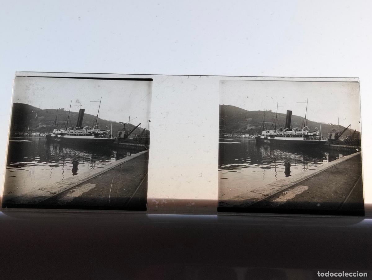 Fotografia antica: PASAJES GUIPUZCOA VISTA ESTEREOSCOPICA EN CRISTAL 4 X 10,5 CM