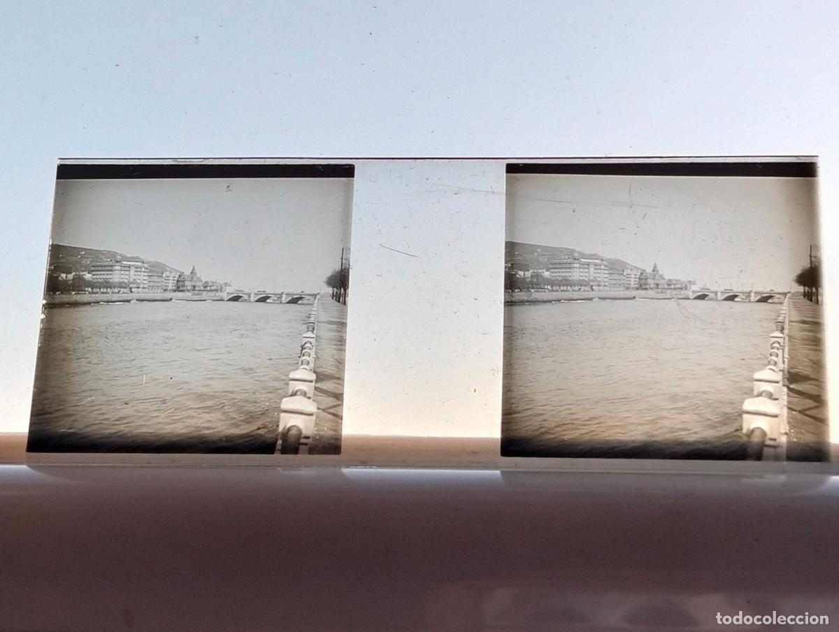 Fotograf&iacute;a antigua: SAN SEBASTIAN GUIPUZCOA VISTA ESTEREOSCOPICA EN CRISTAL 4 X 10,5 CM