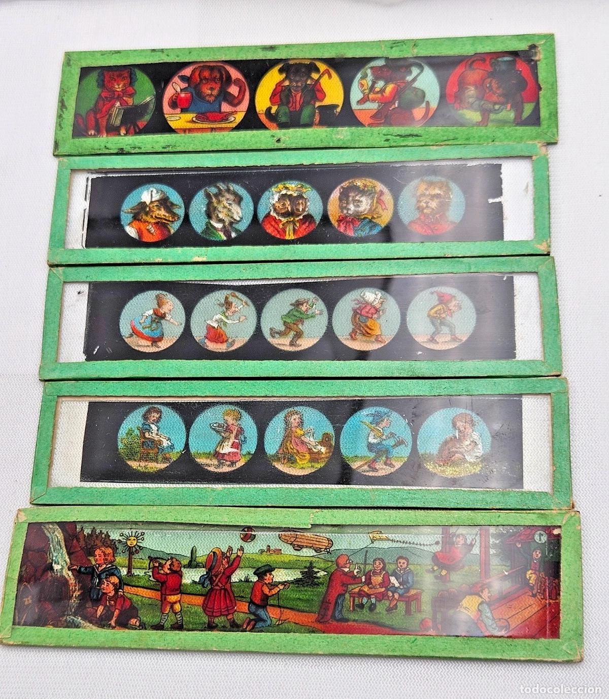Fotograf&iacute;a antigua: ANCIEN LOT DE 13 PLAQUES VERRES ILLUSTREES POUR LANTERNE MAGIQUE 12 X 3 CM