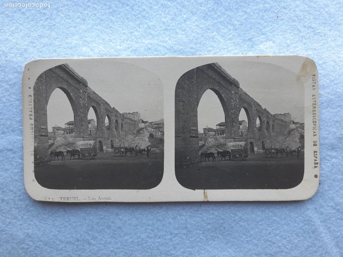 Fotograf&iacute;a antigua: Fotograf&iacute;a Estereosc&oacute;pica Antigua. Teruel. Los Arcos. Carretas.