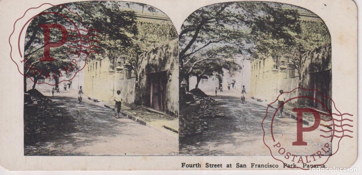 Fotograf&iacute;a antigua: Panama, Fourth Street at San Francisco Park ESTEREOSCOPICA st&eacute;r&eacute;oscopique 18 X 8.5 cm