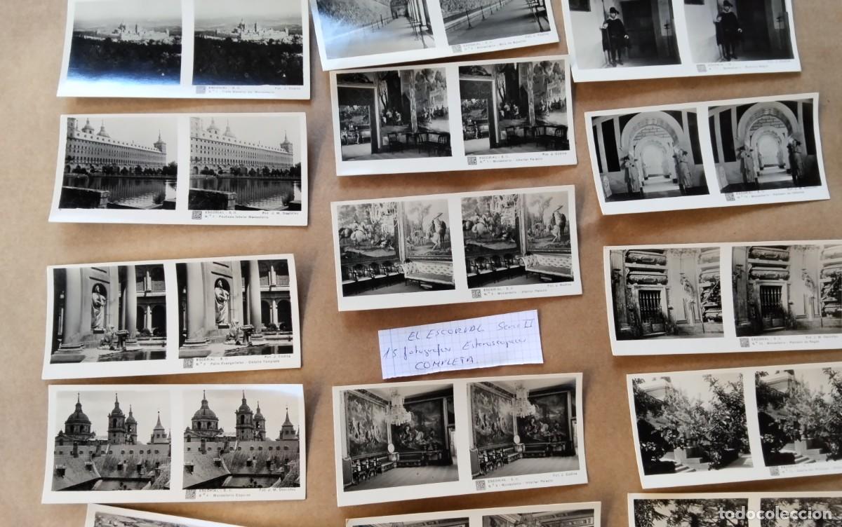 Fotograf&iacute;a antigua: EL ESCORIAL , 15 FOTOGRAFIAS ESTEROSCOPICAS , SERIE COMPLETA MEDIDAS 13 X 6 CTM