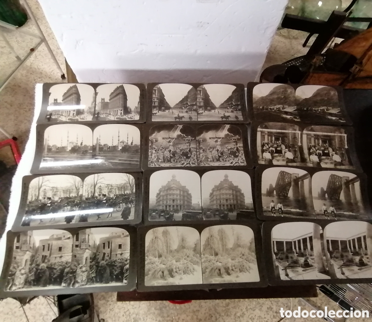Fotograf&iacute;a antigua: Colecci&oacute;n de 91 postales estereoscopicas