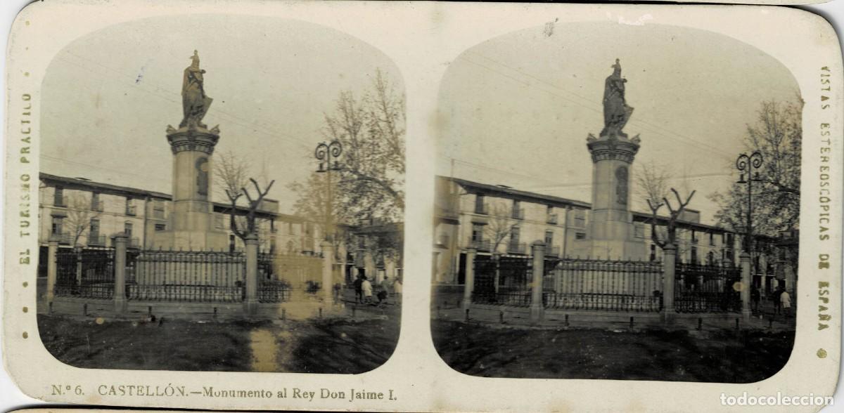 Fotograf&iacute;a antigua: FOTOGRAF&Iacute;A ESTEREOSCOPICA CASTELLON. MONUMENTO AL REY DON JAIME I. P-ESTEO-415