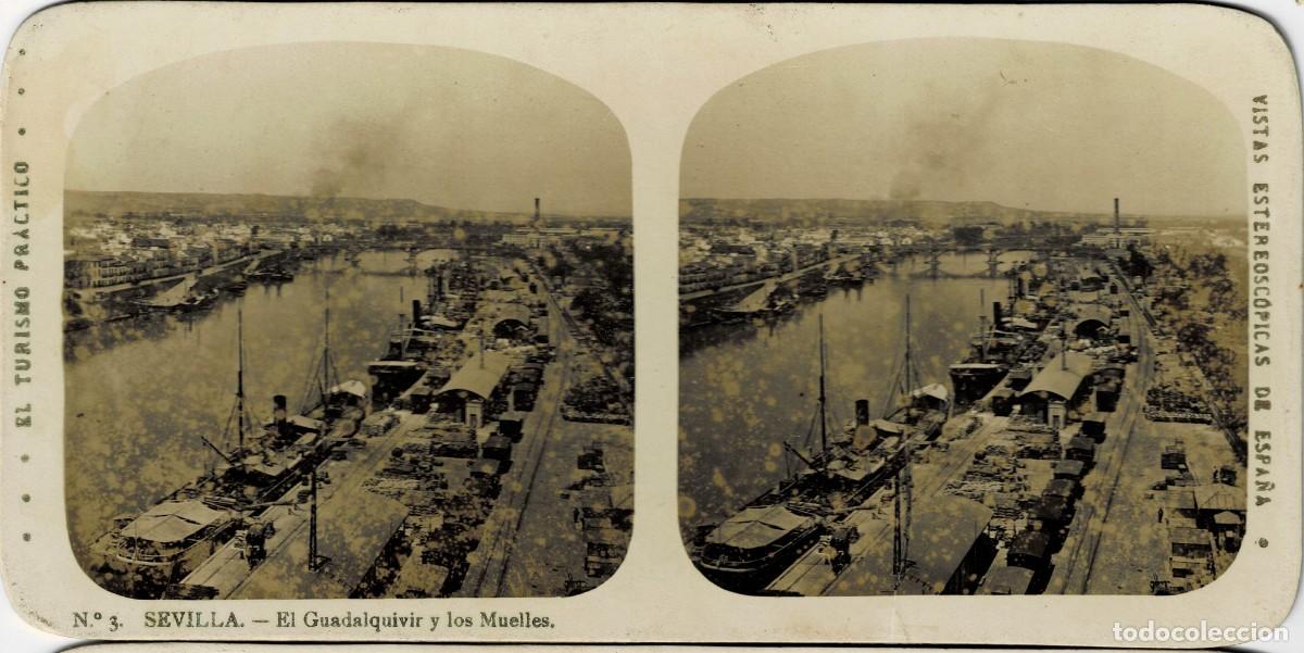 Fotograf&iacute;a antigua: FOTOGRAF&Iacute;A ESTEREOSCOPICA SEVILLA. EL GUADALQUIVIR Y LOS MUELLES. P-ESTEO-432