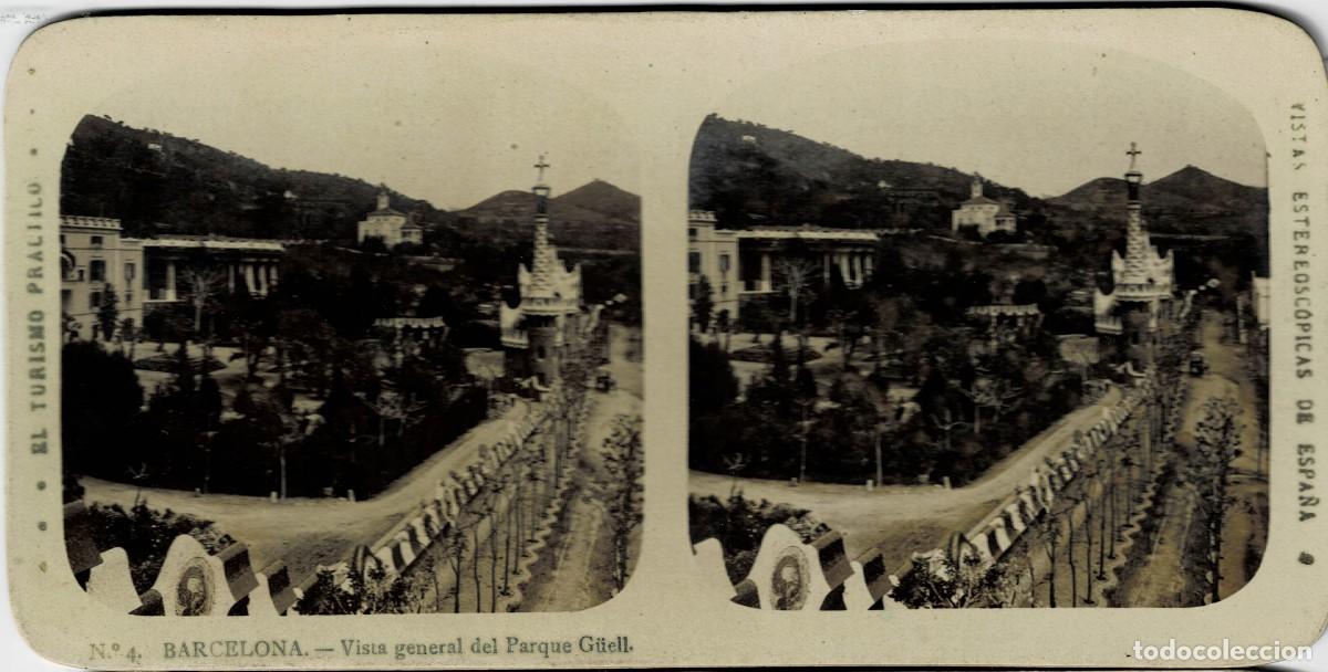 Fotograf&iacute;a antigua: FOTOGRAF&Iacute;A ESTEREOSCOPICA BARCELONA. VISTA GENERAL DEL PARQUE G&Uuml;ELL. P-ESTEO-438