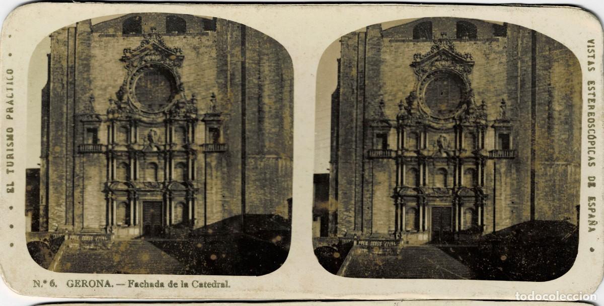 Fotograf&iacute;a antigua: FOTOGRAF&Iacute;A ESTEREOSCOPICA GERONA. FACHADA DE LA CATEDRAL. P-ESTEO-444
