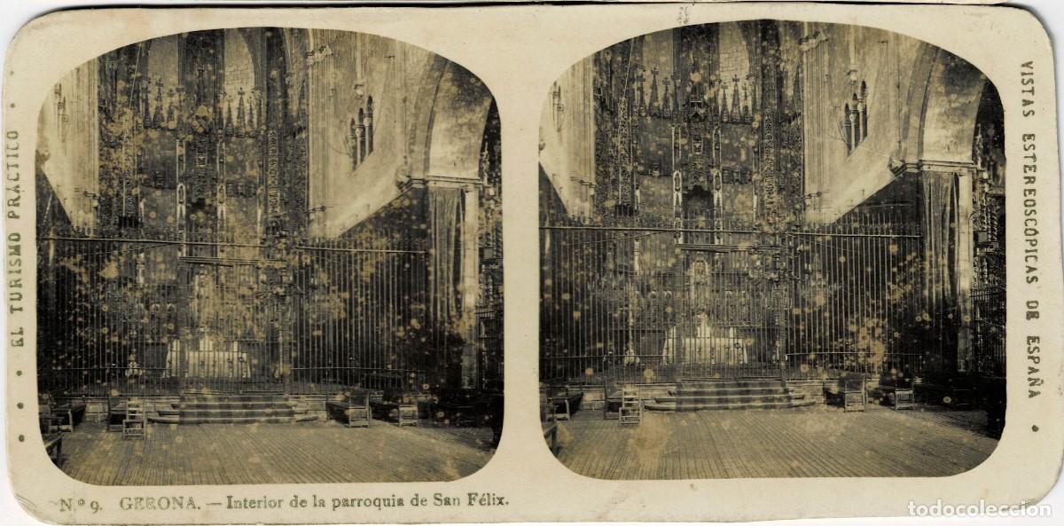 Fotograf&iacute;a antigua: FOTOGRAF&Iacute;A ESTEREOSCOPICA GERONA. INTERIOR DE LA PARROQUIA DE SAN FELIX. P-ESTEO-445