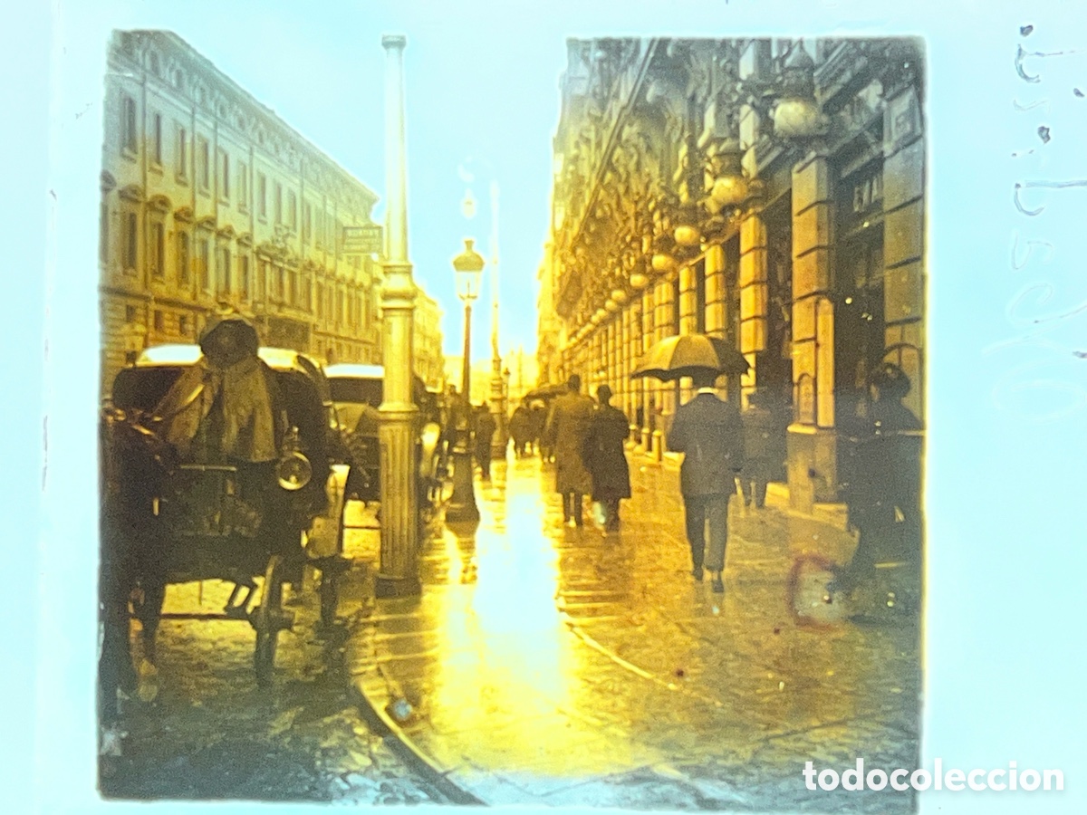 Fotograf&iacute;a antigua: Estereosc&oacute;pico de Madrid. D&iacute;a de lluvia . A&ntilde;os 1900-1910