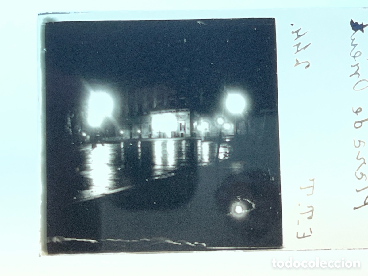 Fotograf&iacute;a antigua: Estereosc&oacute;pico Madrid. Plaza Oriente de noche . A&ntilde;os 1900-1910