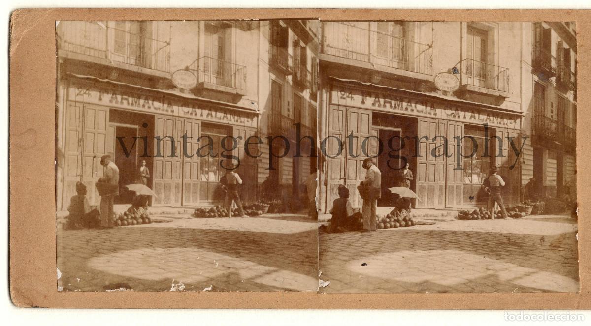 Fotograf&iacute;a antigua: Murcia probablemente, Farmacia catalana de Agust&iacute;n farran 1890's. 8,5x17,5 cm.