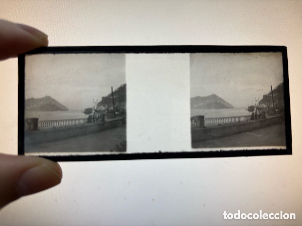 Fotograf&iacute;a antigua: SAN SEBASTIAN, ENTRADA AL PUERTO, PLACA ESTEREOSCOPICA POSITIVO EN CRISTAL - c.1920