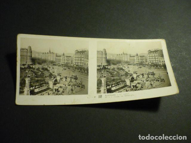 Fotograf&iacute;a antigua: BARCELONA PLAZA DE CATALU&Ntilde;A ANTIGUA VISTA ESTEREOSCOPICA 6 X 13 CM