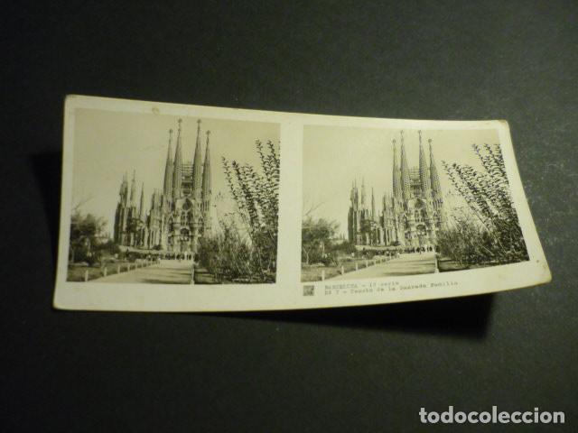 Fotograf&iacute;a antigua: BARCELONA TEMPLO DE LA SAGRADA FAMILIA ANTIGUA VISTA ESTEREOSCOPICA 6 X 13 CM