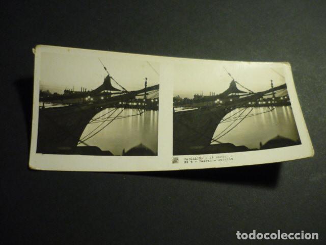 Fotograf&iacute;a antigua: BARCELONA PUERTO DETALLE ANTIGUA VISTA ESTEREOSCOPICA 6 X 13 CM
