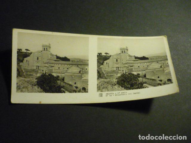 Fotograf&iacute;a antigua: SEGOVIA MONASTERIO DEL PARRAL ANTIGUA VISTA ESTEREOSCOPICA 6 X 13 CM