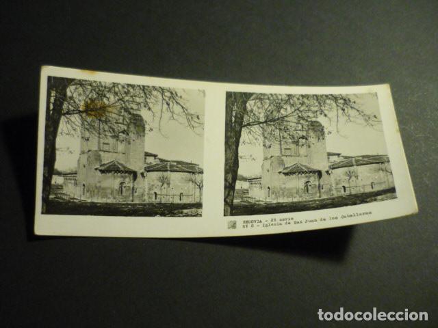 Fotograf&iacute;a antigua: SEGOVIA IGLESIA DE SAN JUAN DE LOS CABALLEROS ANTIGUA VISTA ESTEREOSCOPICA 6 X 13 CM