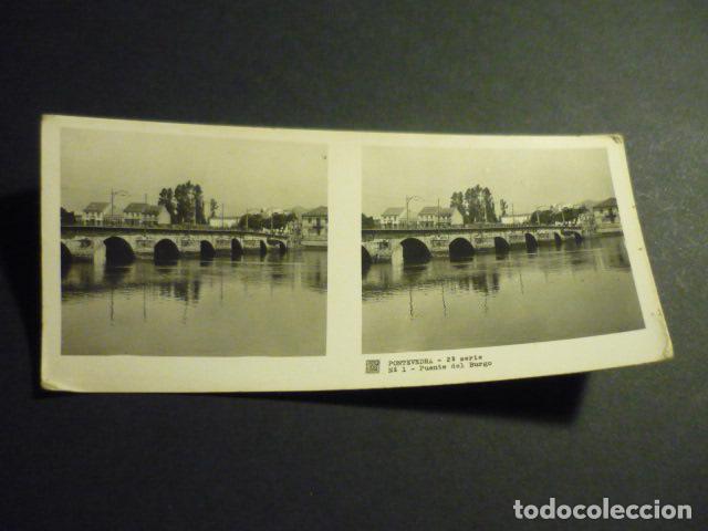 Fotograf&iacute;a antigua: PONTEVEDRA PUENTE DEL BURGO ANTIGUA VISTA ESTEREOSCOPICA 6 X 13 CM