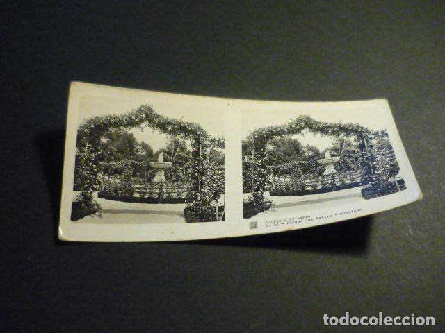 Fotograf&iacute;a antigua: MADRID PARQUE DEL RETIRO ROSALEDA ANTIGUA VISTA ESTEREOSCOPICA 6 X 13 CM
