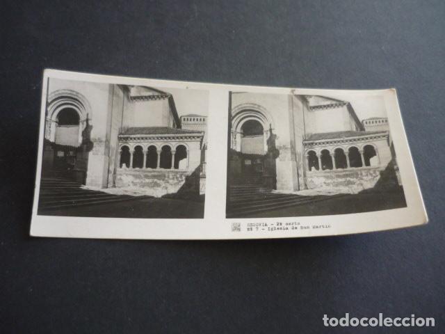 Fotograf&iacute;a antigua: SEGOVIA IGLESIA DE SAN MARTIN ANTIGUA VISTA ESTEREOSCOPICA 6 X 13 CM