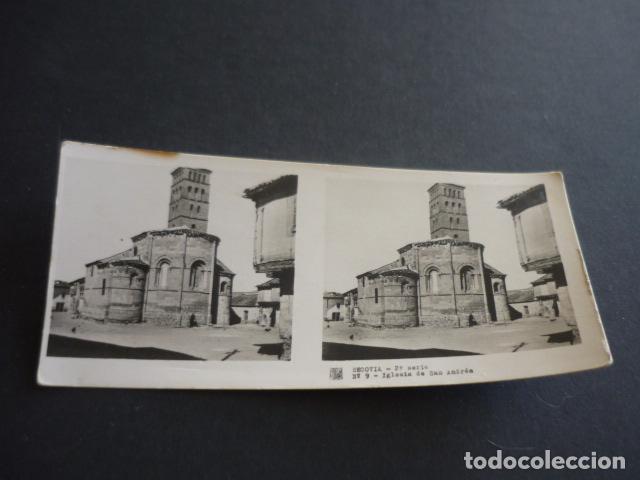 Fotograf&iacute;a antigua: SEGOVIA IGLESIA DE SAN ANDRES ANTIGUA VISTA ESTEREOSCOPICA 6 X 13 CM