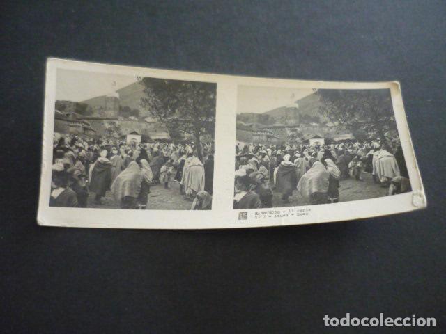 Fotograf&iacute;a antigua: XAUEN MARRUECOS ANTIGUA VISTA ESTEREOSCOPICA 6 X 13 CM