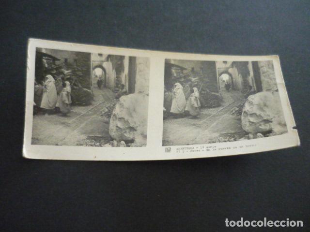 Fotograf&iacute;a antigua: XAUEN MARRUECOS ANTIGUA VISTA ESTEREOSCOPICA 6 X 13 CM