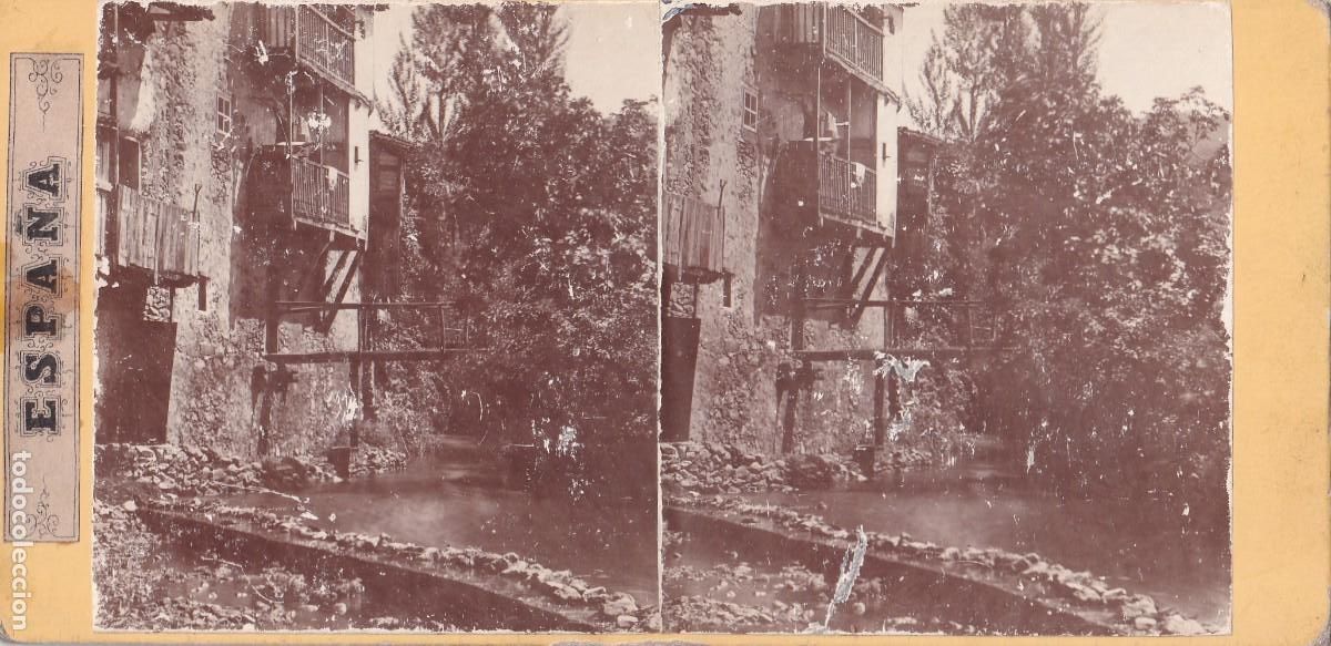 Fotografia antiga: Alb&uacute;mina, estereosc&oacute;pica. Calle Principal de Garagarza Guipuzcoa. No figura fot&oacute;grafo.