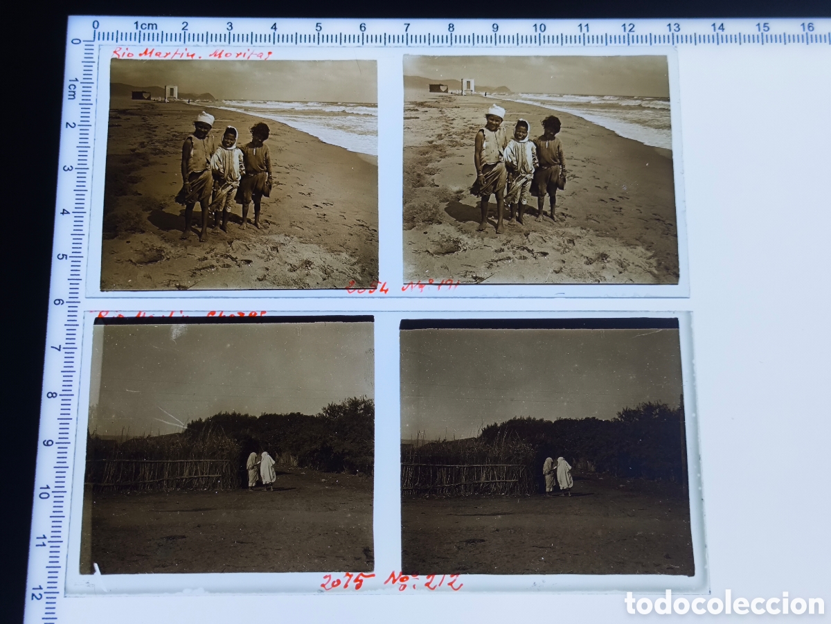 Fotograf&iacute;a antigua: Antiguas placas cristal vidrio estereosc&oacute;pico R&iacute;o Mart&iacute;n Protectorado Espa&ntilde;ol Tetu&aacute;n Marruecos