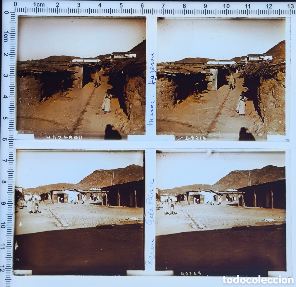 Fotograf&iacute;a antigua: Antiguas placas cristal vidrio estereosc&oacute;pico Hazerou Azrou Protectorado Franc&eacute;s Marruecos