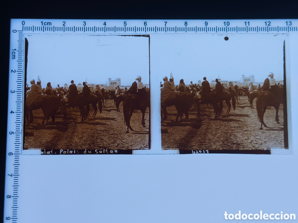 Fotograf&iacute;a antigua: Antigua placa cristal vidrio estereosc&oacute;pico Palacio Real Sult&aacute;n Rabat Protectorado Franc&eacute;s Marruecos