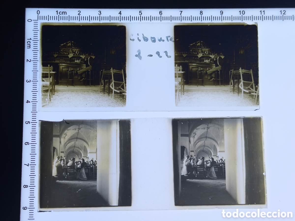Fotograf&iacute;a antigua: Antiguas placas cristal vidrio estereosc&oacute;pico Ciboure Ziburu Pa&iacute;s Vasco Franc&eacute;s Francia