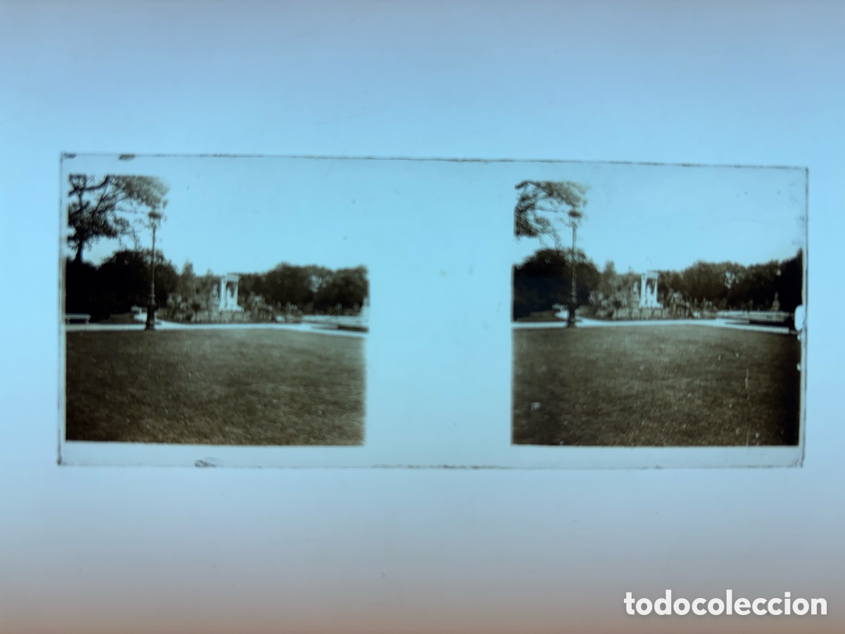 Fotografia antica: MADRID, PARQUE EL CAPRICHO, PLACA ESTEREOSCOPICA POSITIVO EN CRISTAL - c.1920