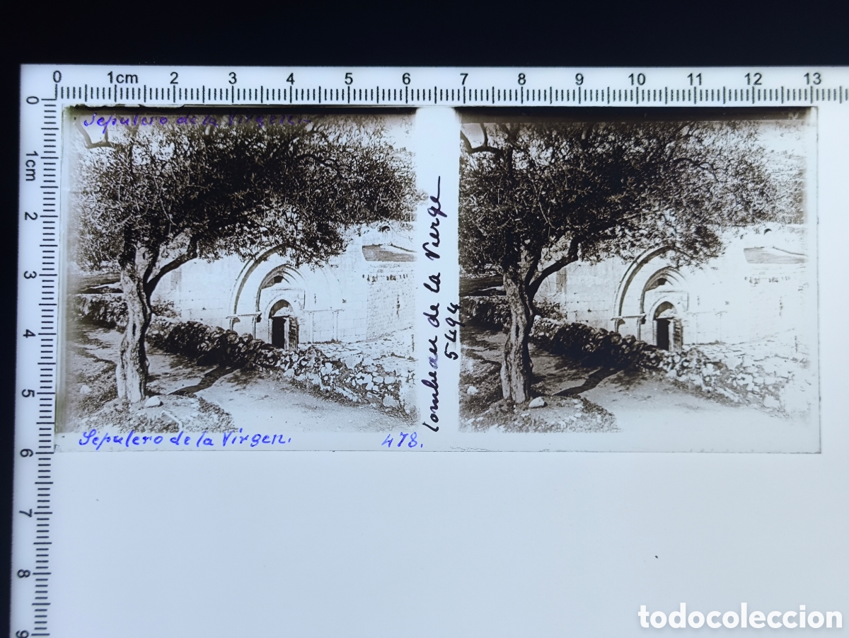 Antique Photography: Antigua placa cristal vidrio estereosc&oacute;pico Iglesia de la Tumba de Virgen Mar&iacute;a Jerusal&eacute;n Palestina