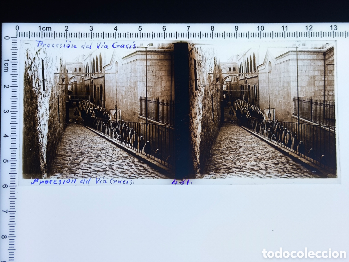 Antique Photography: Antigua placa cristal vidrio estereosc&oacute;pico Procesi&oacute;n V&iacute;a Crucis V&iacute;a Dolorosa Jerusal&eacute;n Palestina