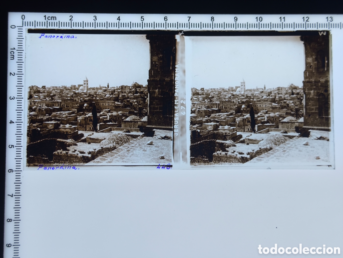 Antique Photography: Antigua placa cristal vidrio estereosc&oacute;pico Panor&aacute;mica Ciudad Vieja de Jerusal&eacute;n Palestina
