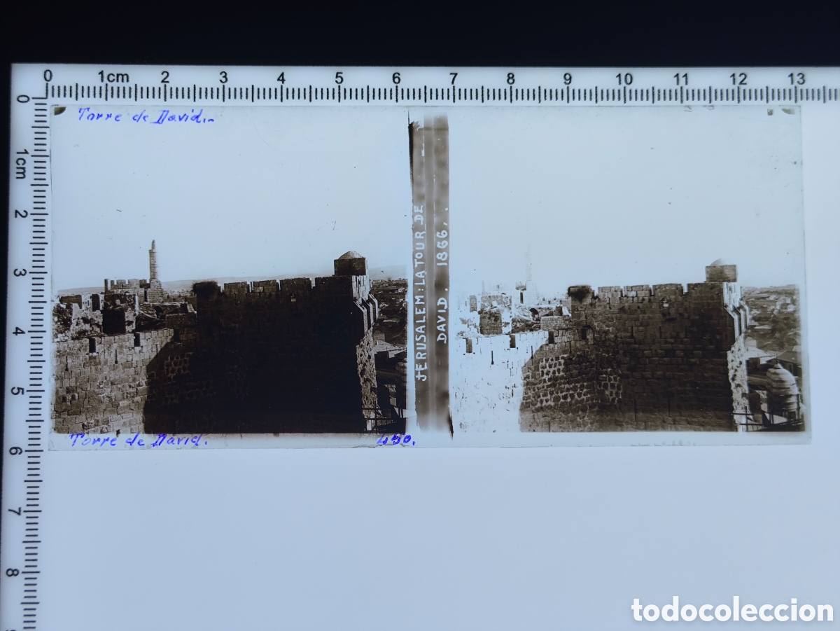 Antique Photography: Antigua placa cristal vidrio estereosc&oacute;pico Torre de David Ciudadela Muralla Jerusal&eacute;n Palestina