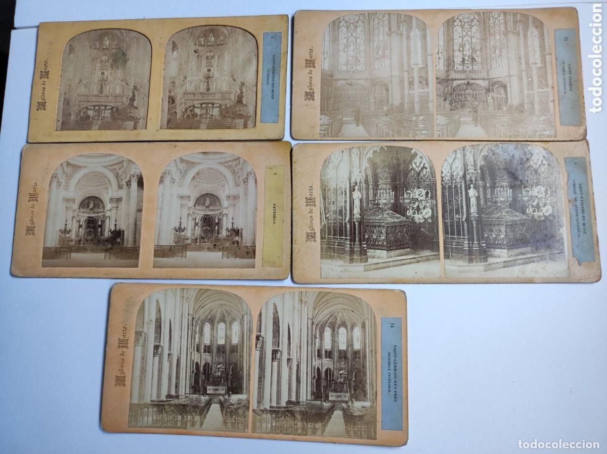Fotografia antica: Lote de 5 fotos estereoscopicas de Iglesias de Paris