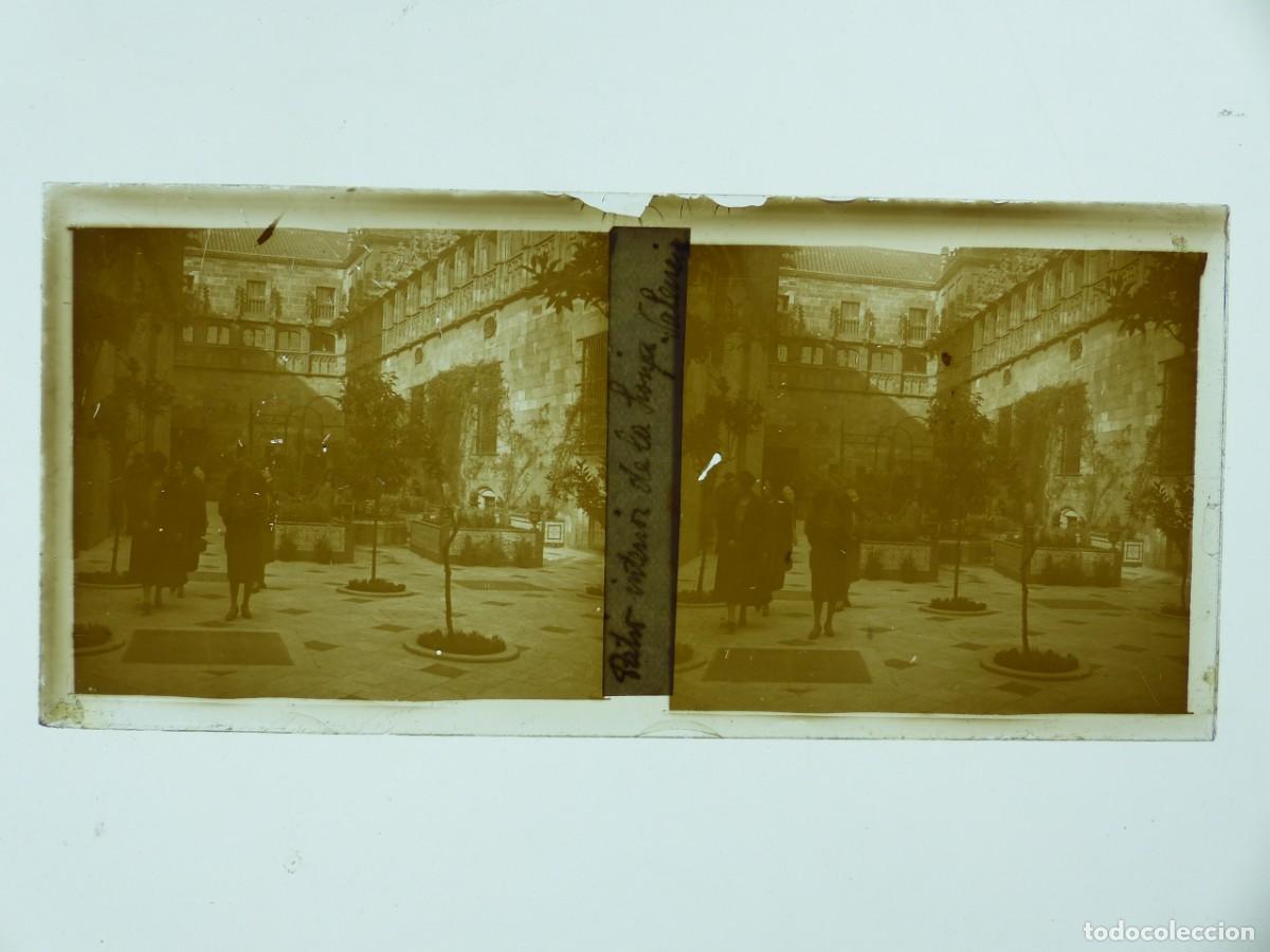 Fotografia antica: VALENCIA, PATIO INTERIOR DE LA LONJA, PLACA ESTEREOSCOPICA POSITIVO EN CRISTAL - c.1920