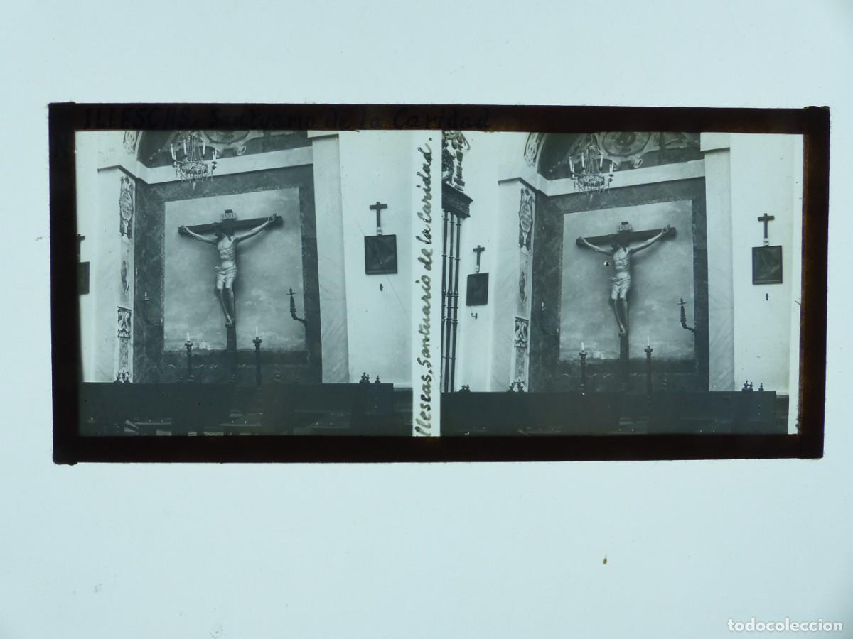 Fotografia antiga: ILLESCAS, TOLEDO, SANTUARIO DE LA CARIDAD, PLACA ESTEREOSCOPICA POSITIVO EN CRISTAL - c.1920