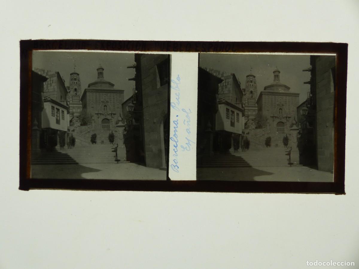 Antique Photography: BARCELONA, EXPOSICION, PUEBLO ESPA&Ntilde;OL, PLACA ESTEREOSCOPICA POSITIVO EN CRISTAL - c.1920