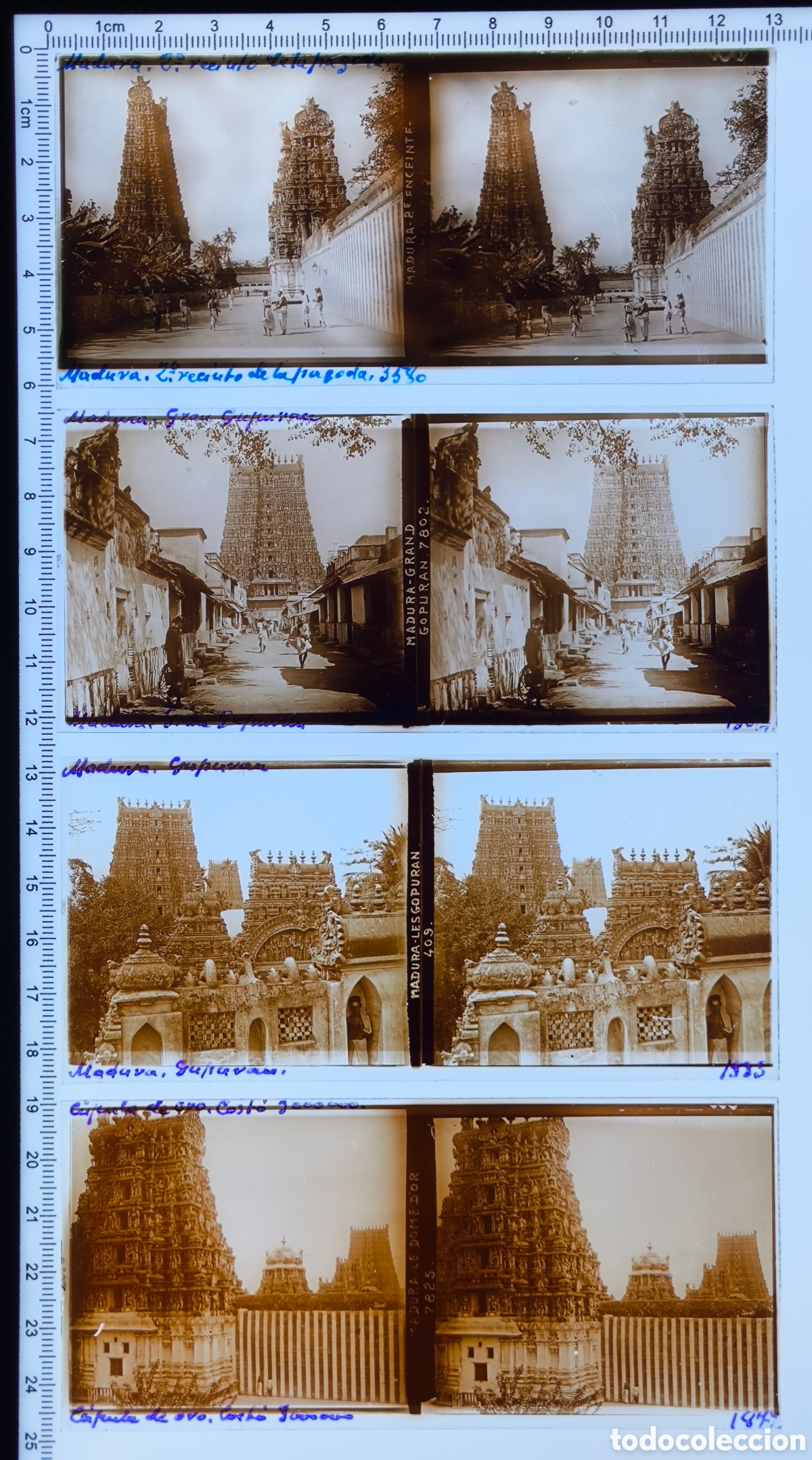 Antique Photography: Antiguas placas cristal vidrio estereosc&oacute;pico Templo de Meenakshi Amman Madurai India