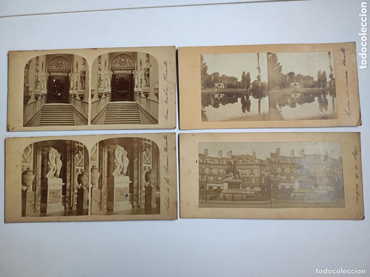 Fotograf&iacute;a antigua: Lote de 4 fotos estereoscopicas Versalles francia