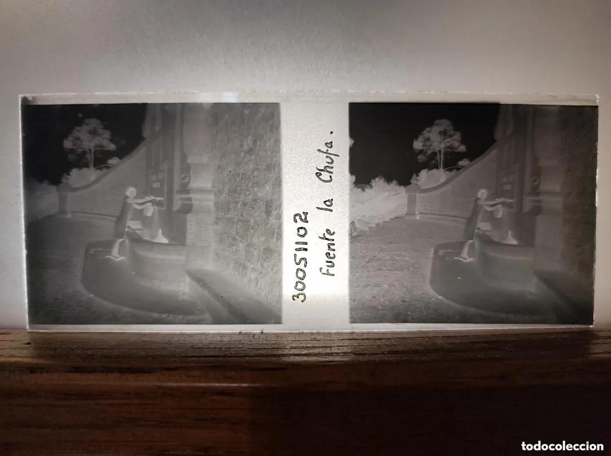 Fotograf&iacute;a antigua: Antigua fotografia estereoscopica en cristal de Fuente la Chufa Yatova, Valencia a&ntilde;os 20